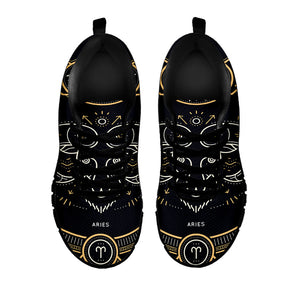 Vintage Aries Zodiac Sign Print Black Running Shoes