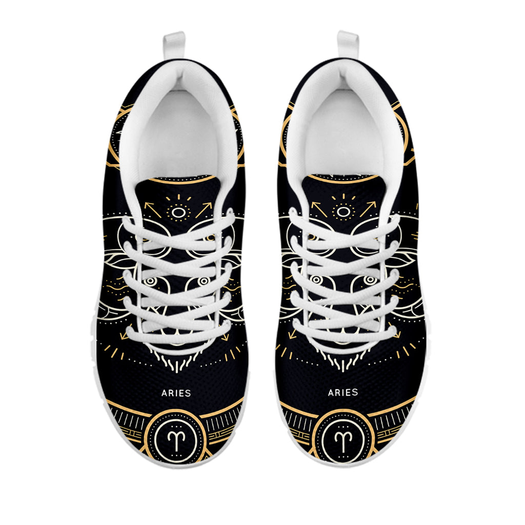 Vintage Aries Zodiac Sign Print White Running Shoes