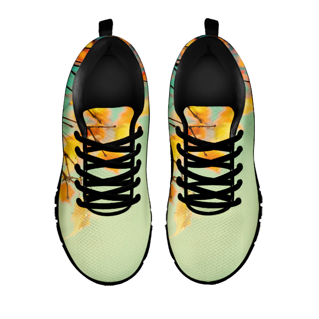 Vintage Autumn Print Black Running Shoes