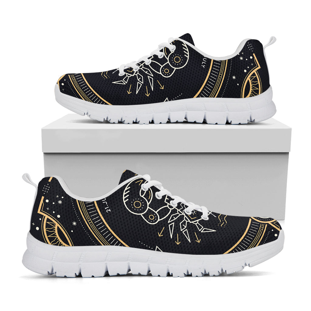 Vintage Cancer Zodiac Sign Print White Running Shoes