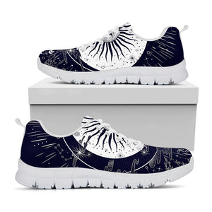 Vintage Celestial Sun Print White Running Shoes