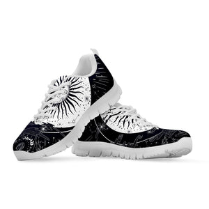 Vintage Celestial Sun Print White Running Shoes