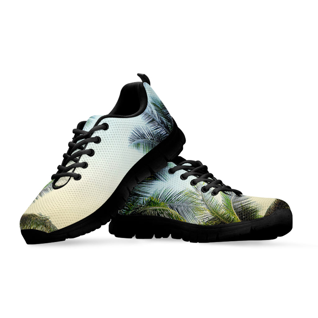 Vintage Coconut Tree Print Black Running Shoes