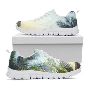 Vintage Coconut Tree Print White Running Shoes