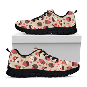 Vintage Cupcake Pattern Print Black Running Shoes