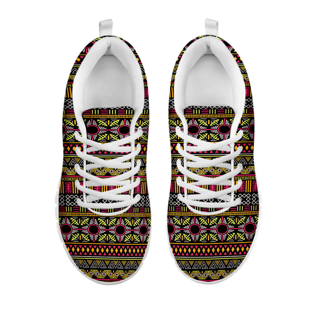 Vintage Ethnic Pattern Print White Running Shoes