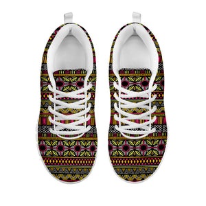 Vintage Ethnic Pattern Print White Running Shoes