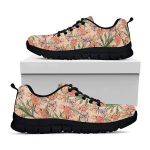 Vintage Flamingo Pattern Print Black Running Shoes