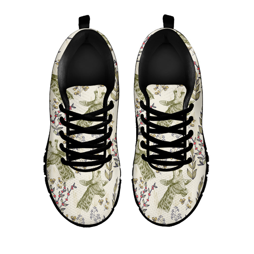 Vintage Giraffe Print Black Running Shoes