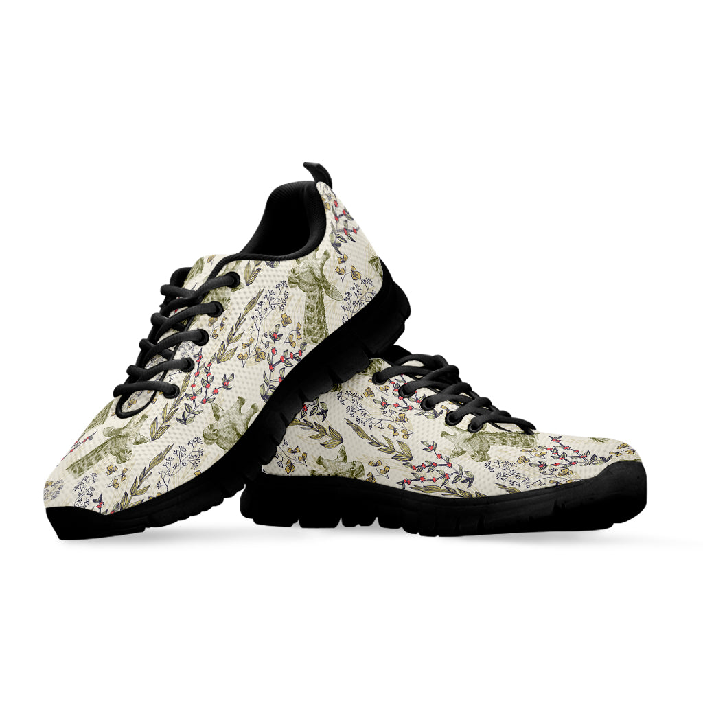 Vintage Giraffe Print Black Running Shoes