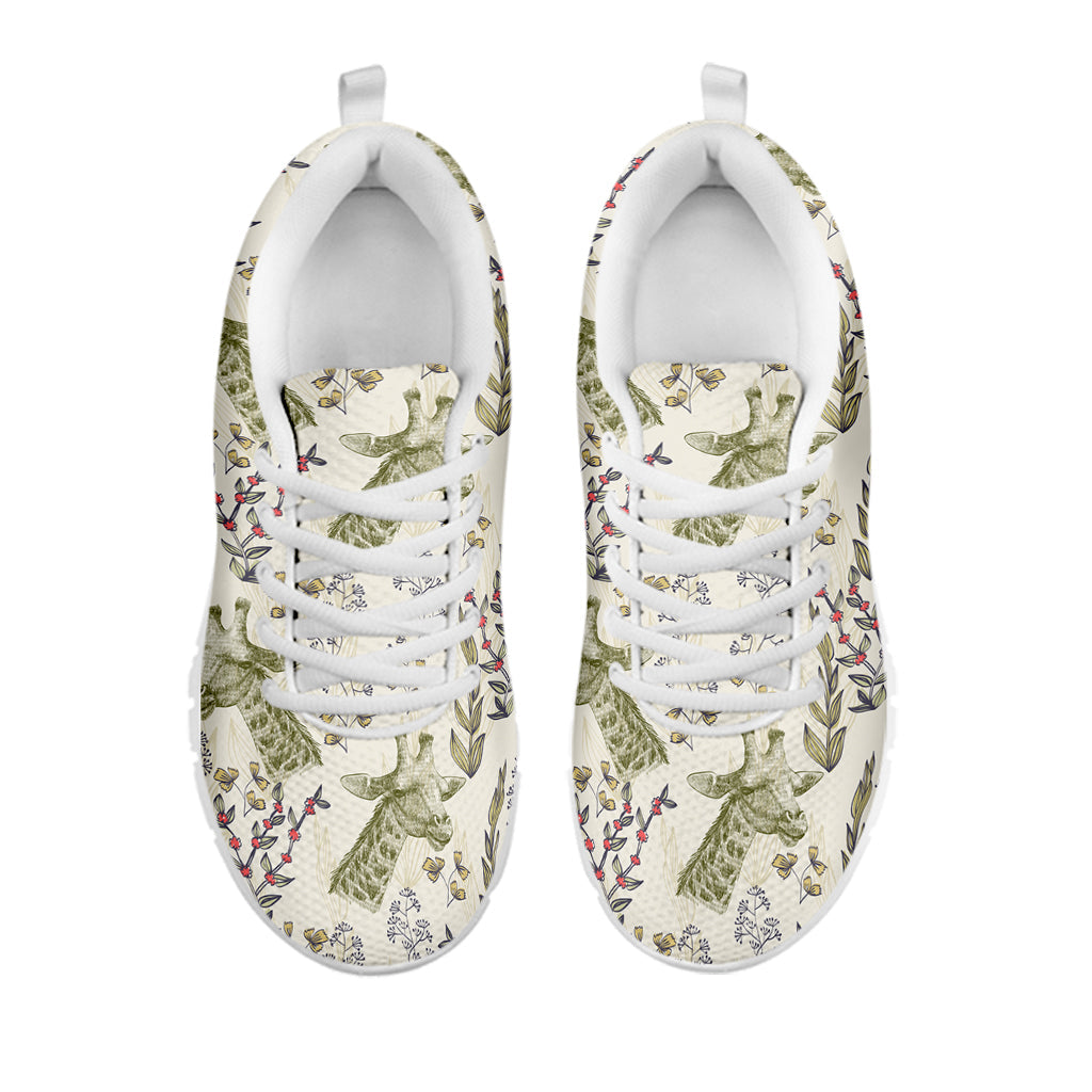 Vintage Giraffe Print White Running Shoes