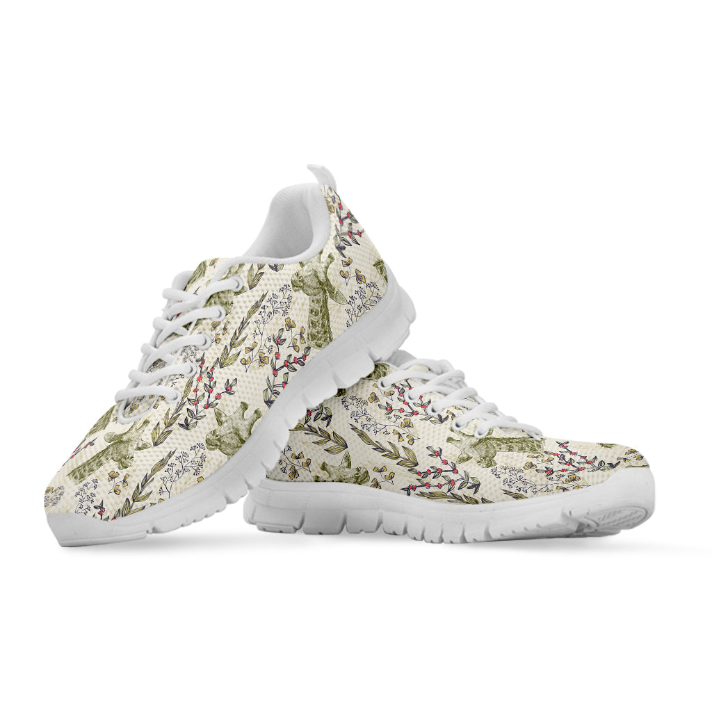 Vintage Giraffe Print White Running Shoes