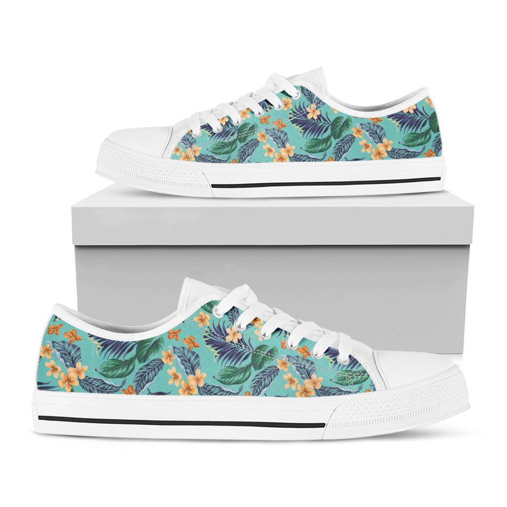 Vintage Hawaiian Aloha Pattern Print White Low Top Sneakers