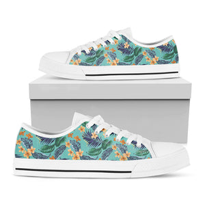 Vintage Hawaiian Aloha Pattern Print White Low Top Sneakers
