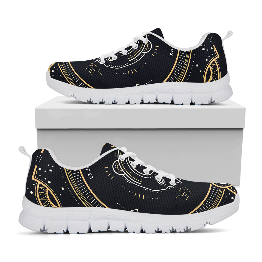 Vintage Leo Zodiac Sign Print White Running Shoes