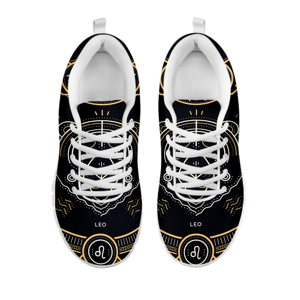 Vintage Leo Zodiac Sign Print White Running Shoes
