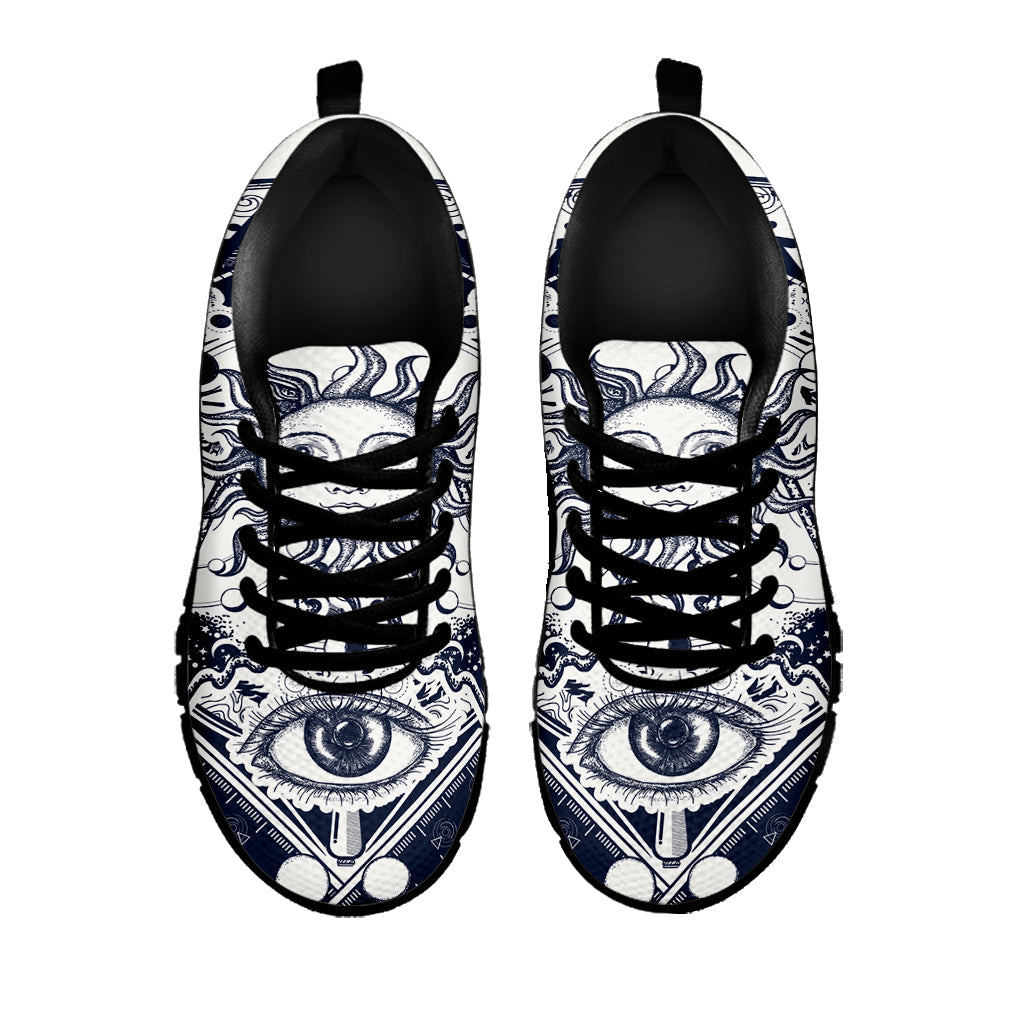 Vintage Masonic Freemasonry Print Black Running Shoes