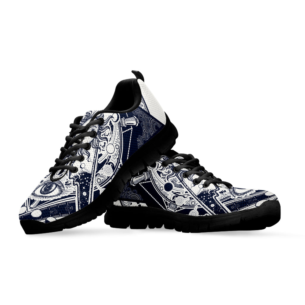 Vintage Masonic Freemasonry Print Black Running Shoes