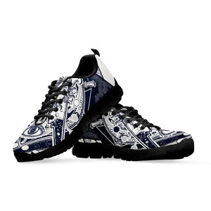 Vintage Masonic Freemasonry Print Black Running Shoes