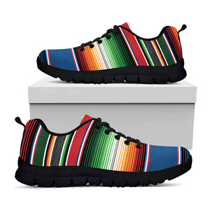 Vintage Mexican Blanket Pattern Print Black Running Shoes