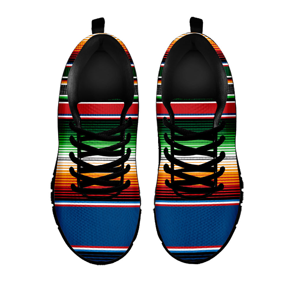 Vintage Mexican Blanket Pattern Print Black Running Shoes