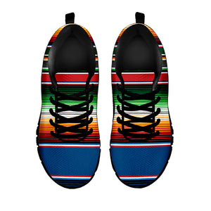 Vintage Mexican Blanket Pattern Print Black Running Shoes