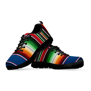 Vintage Mexican Blanket Pattern Print Black Running Shoes