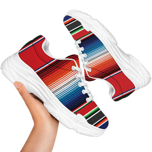 Vintage Mexican Serape Pattern Print White Chunky Shoes