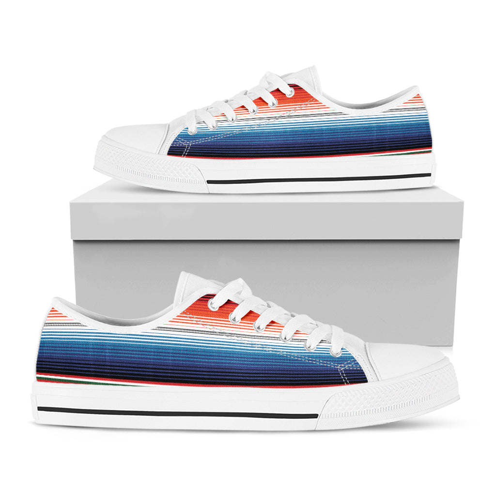 Vintage Mexican Serape Pattern Print White Low Top Sneakers