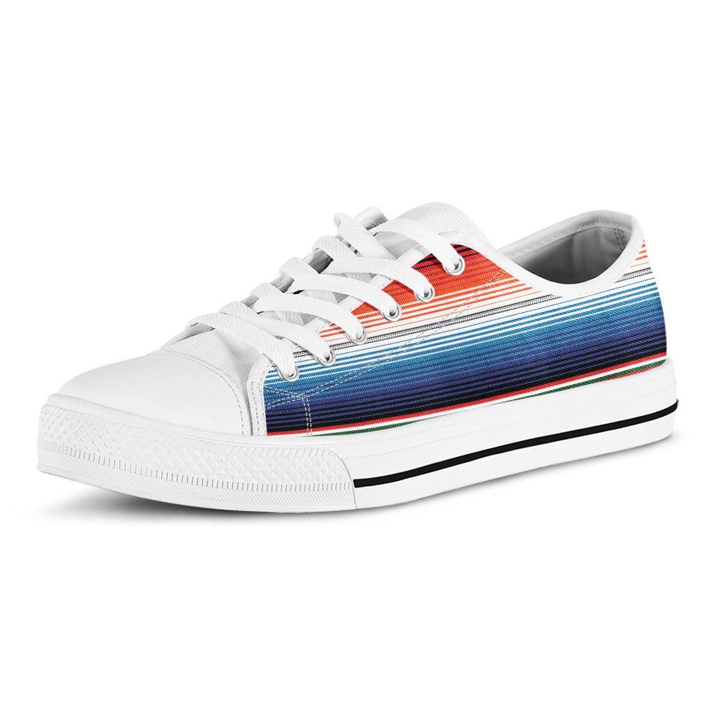 Vintage Mexican Serape Pattern Print White Low Top Sneakers