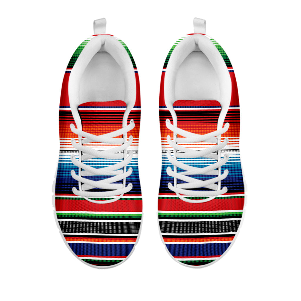 Vintage Mexican Serape Pattern Print White Running Shoes