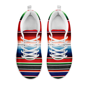 Vintage Mexican Serape Pattern Print White Running Shoes
