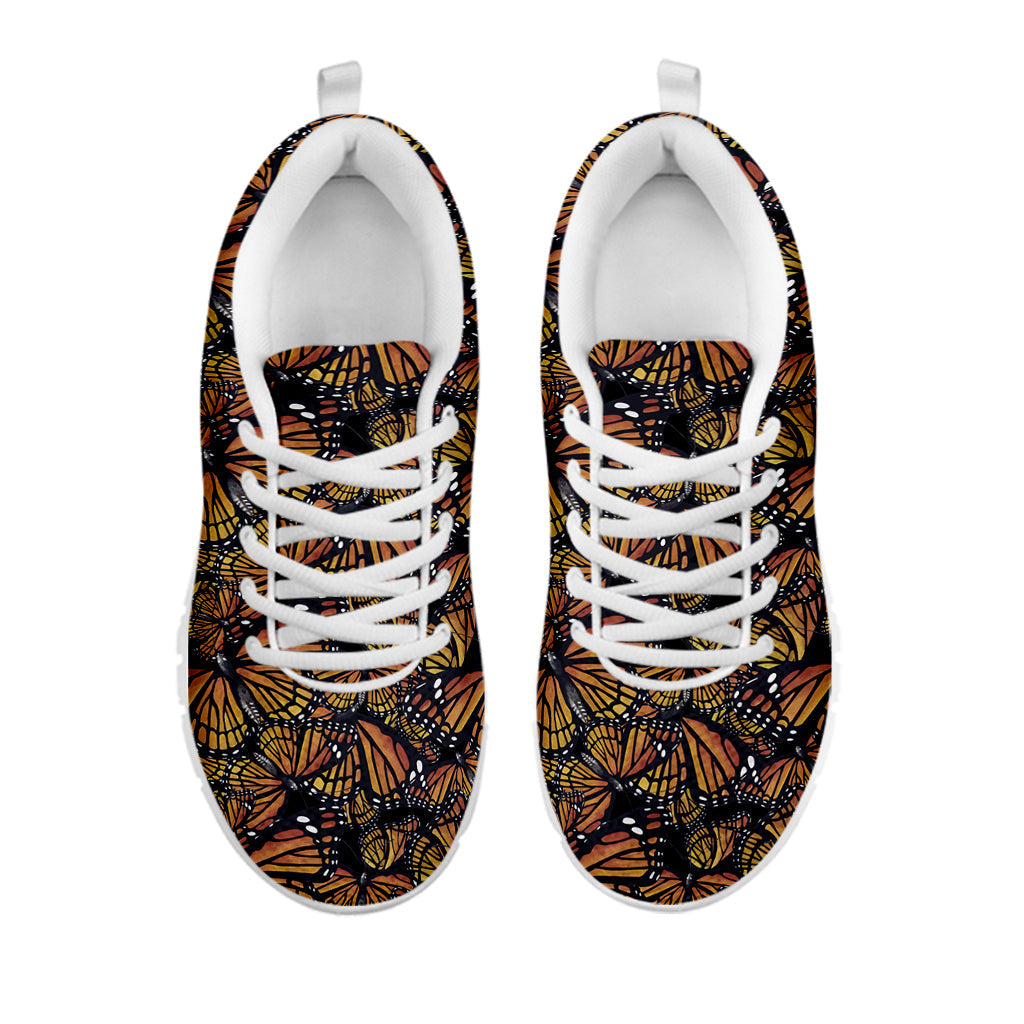 Vintage Monarch Butterfly Pattern Print White Running Shoes