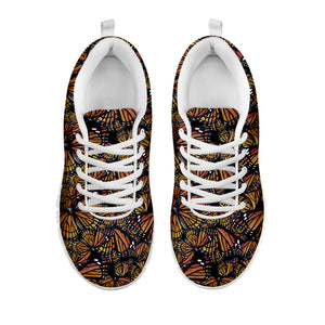 Vintage Monarch Butterfly Pattern Print White Running Shoes