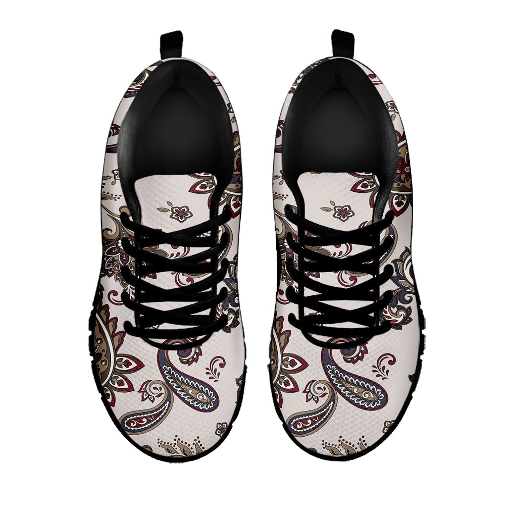 Vintage Paisley Pattern Print Black Running Shoes