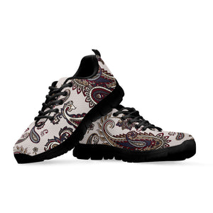 Vintage Paisley Pattern Print Black Running Shoes