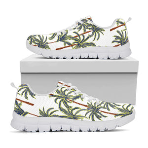 Vintage Palm Tree Beach Pattern Print White Running Shoes