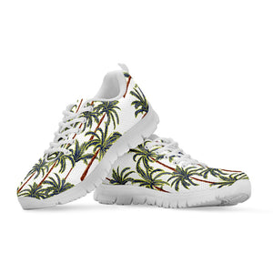 Vintage Palm Tree Beach Pattern Print White Running Shoes