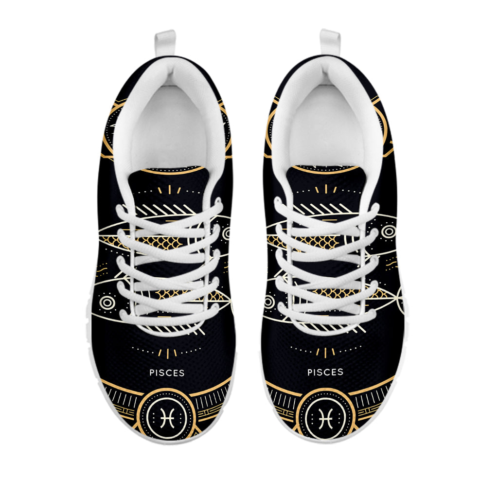 Vintage Pisces Zodiac Sign Print White Running Shoes