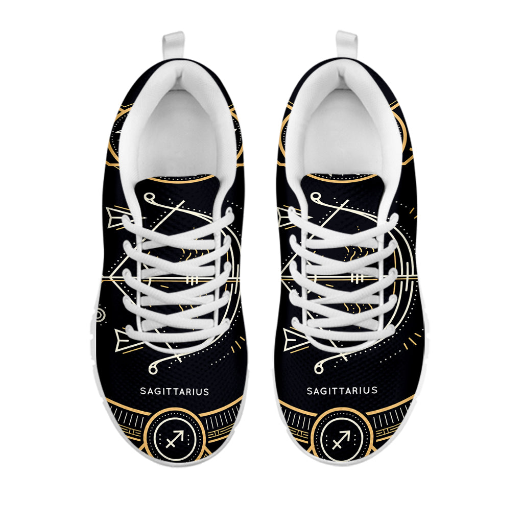 Vintage Sagittarius Zodiac Sign Print White Running Shoes