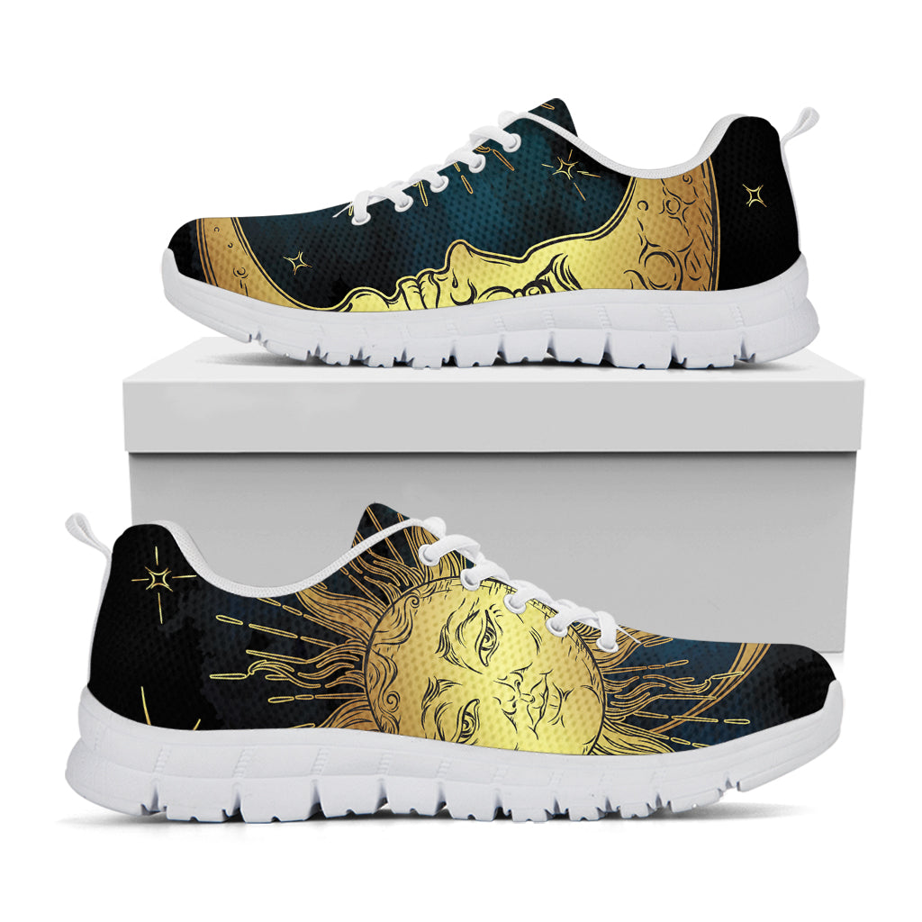 Vintage Sun And Moon Print White Running Shoes