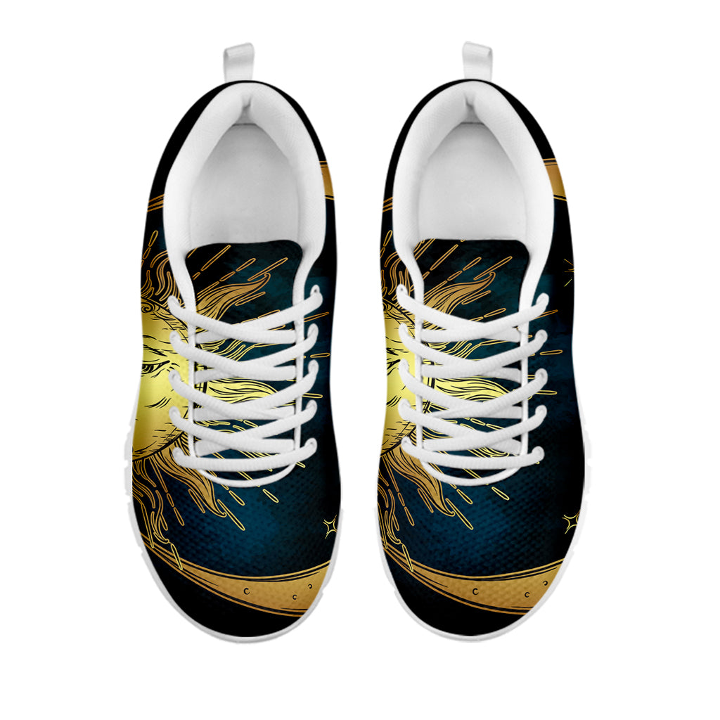 Vintage Sun And Moon Print White Running Shoes