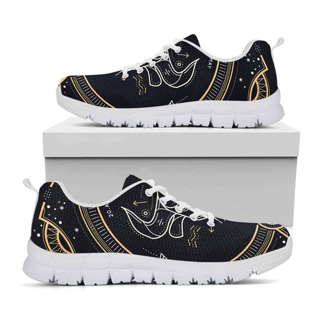 Vintage Taurus Zodiac Sign Print White Running Shoes
