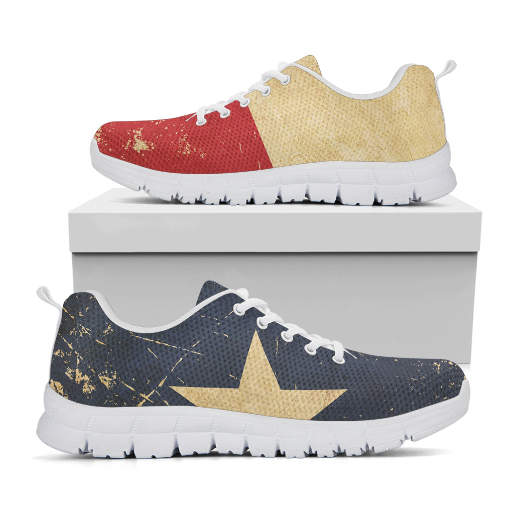 Vintage Texas Flag Print White Running Shoes