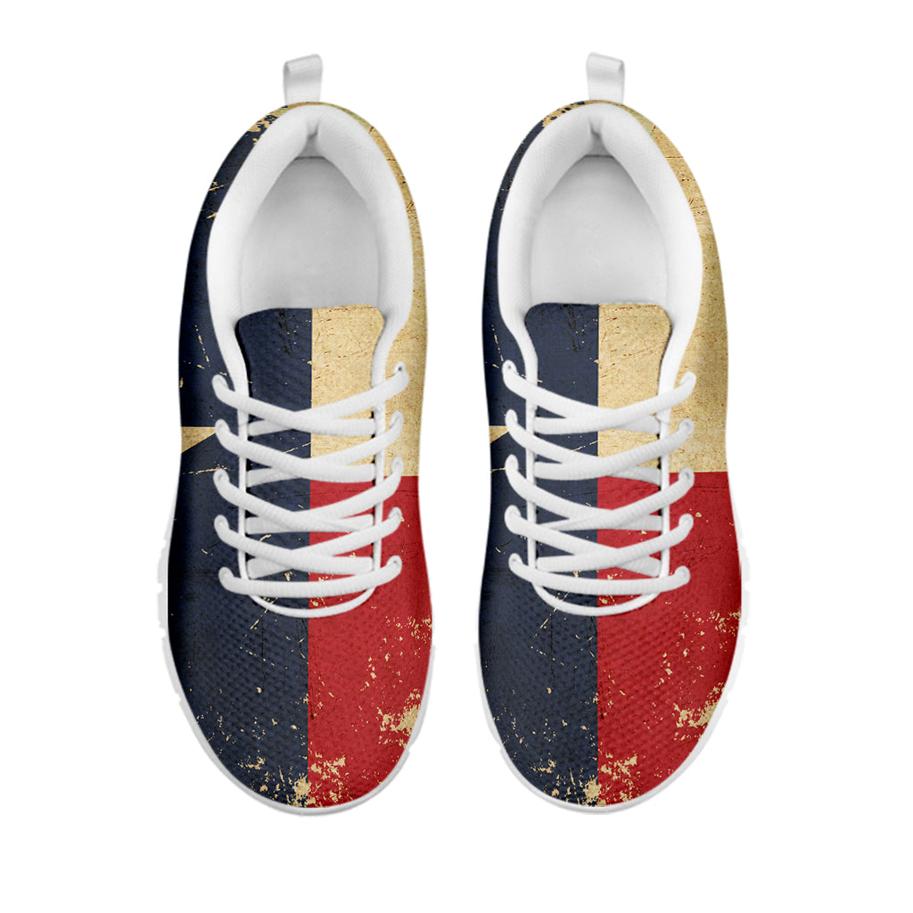 Vintage Texas Flag Print White Running Shoes