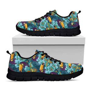 Vintage Toucan Pattern Print Black Running Shoes