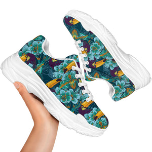 Vintage Toucan Pattern Print White Chunky Shoes
