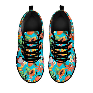 Vintage Tropical Fruits Pattern Print Black Running Shoes
