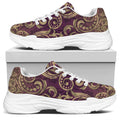Vintage Western Damask Floral Print White Chunky Shoes