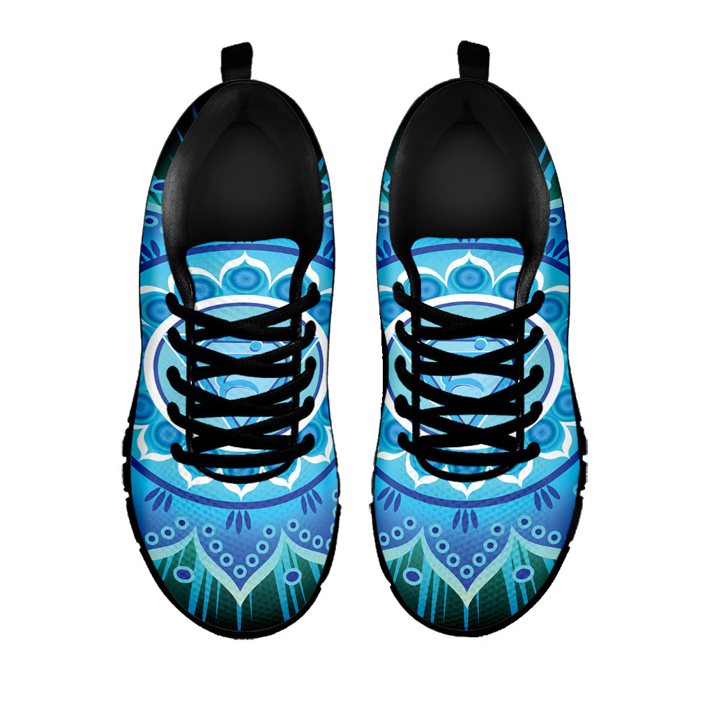 Vishuddha Chakra Mandala Print Black Running Shoes